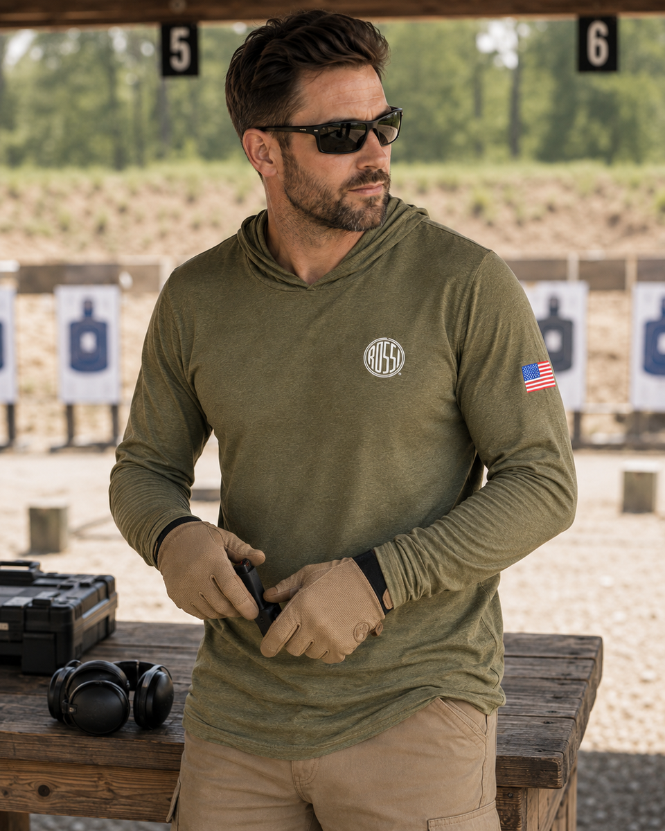 Rossi "250 Years of Freedom" Hooded Long-Sleeve Tee — Military Green Frost (Large) Rossi "250 Years of Freedom" Hooded Long-Sleeve Tee — Military Green Frost (Large)