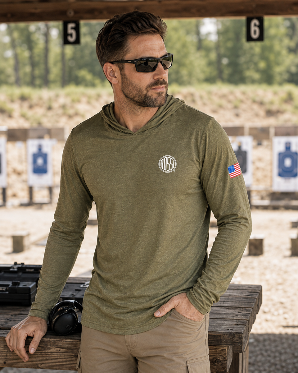 Rossi "250 Years of Freedom" Hooded Long-Sleeve Tee — Military Green Frost (Small) Rossi "250 Years of Freedom" Hooded Long-Sleeve Tee — Military Green Frost (Small)