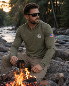 Rossi "250 Years of Freedom" Hooded Long-Sleeve Tee — Military Green Frost (Small) Rossi "250 Years of Freedom" Hooded Long-Sleeve Tee — Military Green Frost (Small)